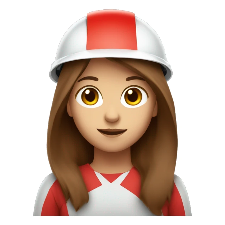girl with a long brown hair wearing red colored safety helmet sticker