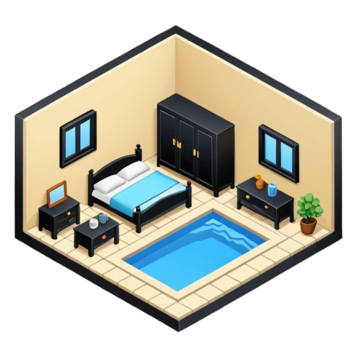 little city and many, small, ordinary, simple, home, Iranian-style, 1980, isometric sticker