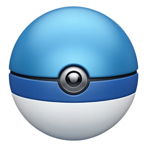 blue pokeball emoji, top half is a more saturated blue, bottom half is white, black stripe, with a metallic sheen sticker
