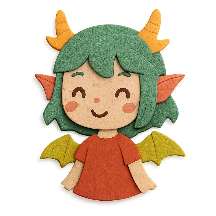 cute dragon girl with green hair sticker