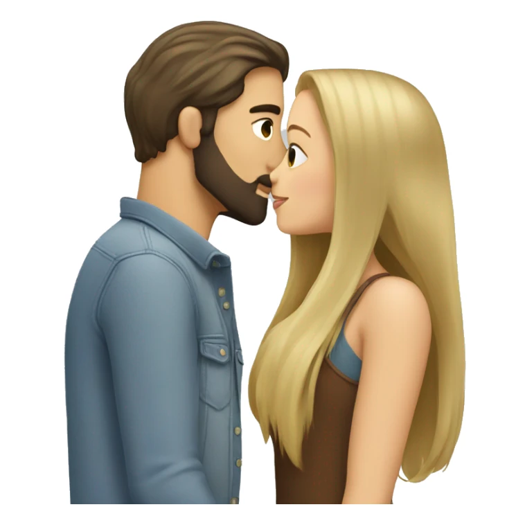 Brunette guy with beard kissing blond girl with long hair sticker