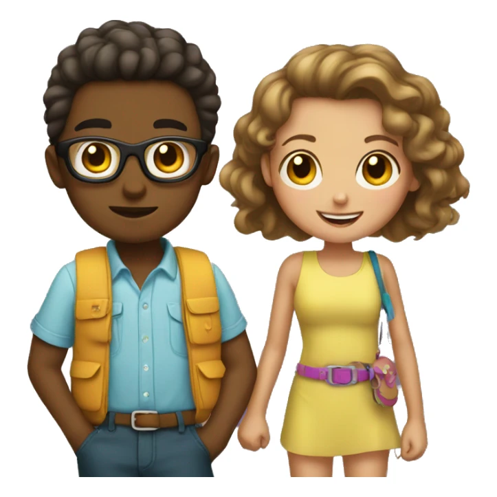 boy and girl with accessories sticker