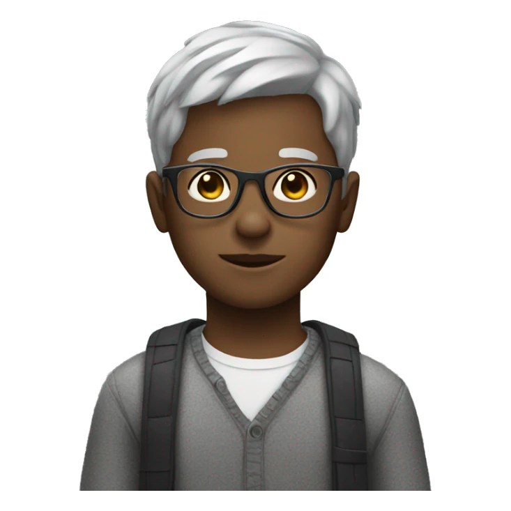 Boy with short silver hair and glasses sticker