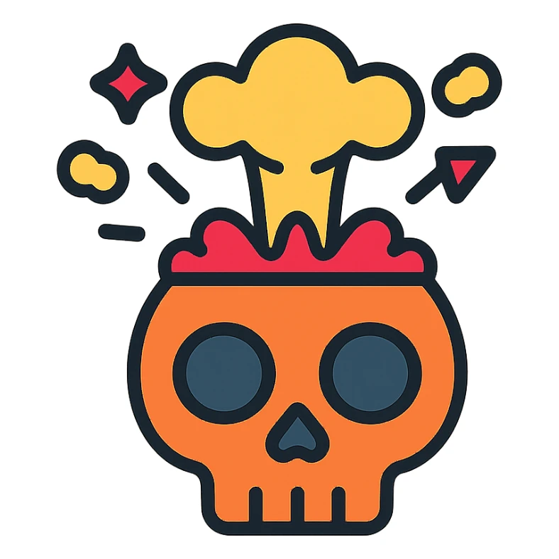 detailed icon of an exploding skull with vivid colors sticker