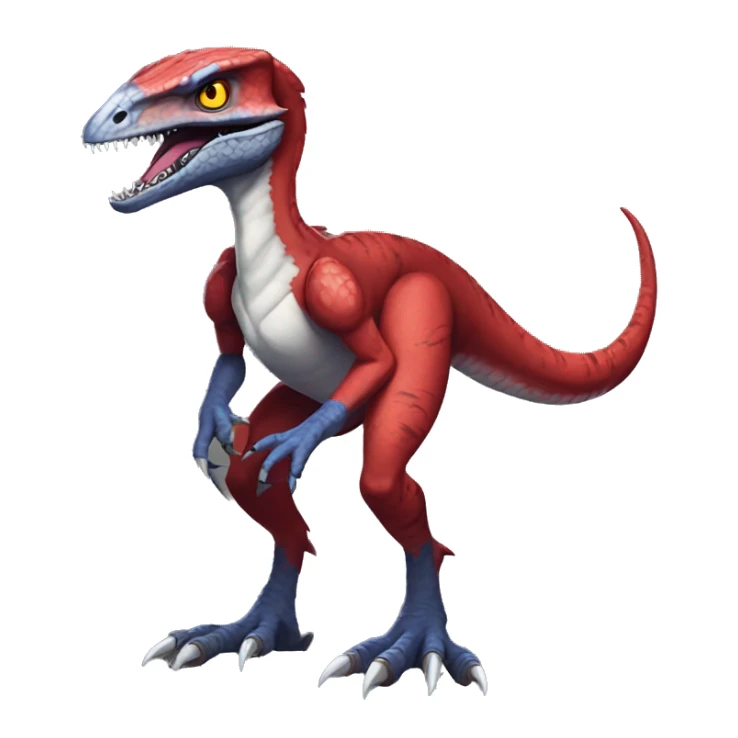 Red edgy badass velociraptor Digimon full body sticker