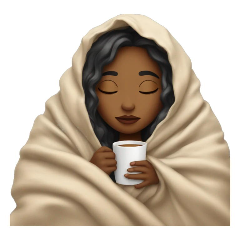 girl inside a blanket sipping coffee eyes closed sticker