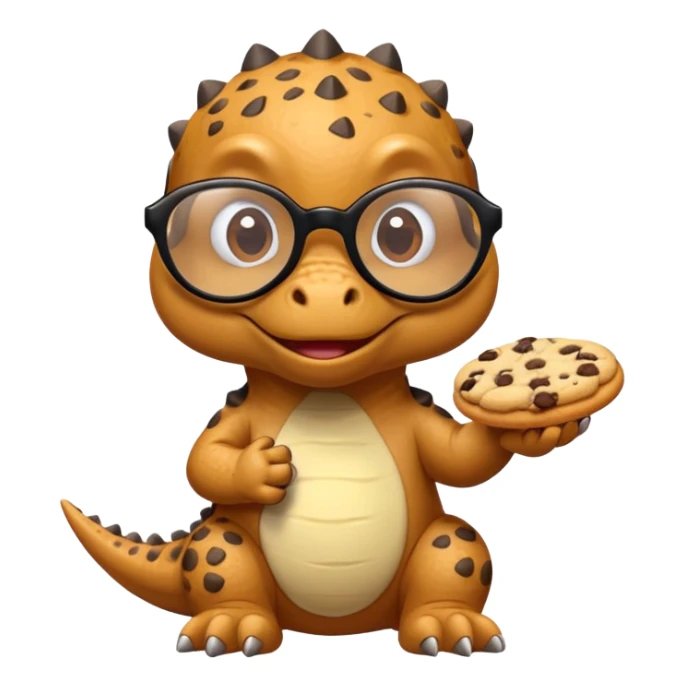 dinosaur with glasses eating cookies sticker