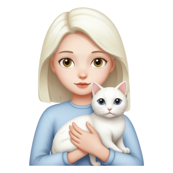 Girl holding a white cat sticker