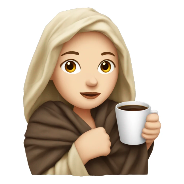 White girl with blanket and coffee  sticker