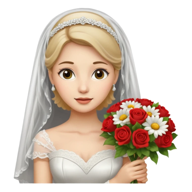 emoji bride with veil and bouquet, next to a wedding calendar sticker