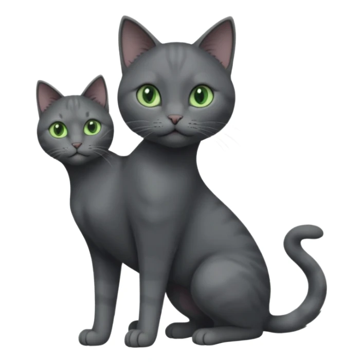 full body view of beautiful female solid dark grey cat with green eyes, grey face, white toes/paws and small white patch on her chest sticker