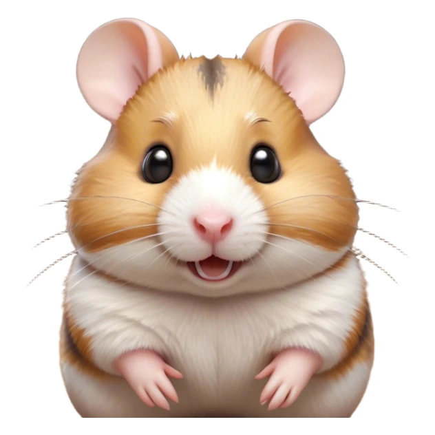Cinematic Comical Brown and White Banded Hamster Portrait Emoji, Head tilted dramatically with an exaggeratedly amused expression, featuring a striking fur with bold brown and white banded patterns, wide, expressive dark eyes filled with playful disbelief, Simplified yet hilariously expressive features, highly detailed, glowing with a slightly sassy glow, high shine, dramatic yet playful, stylized with an air of cheeky mischief, bright and endearing, soft glowing outline, capturing the essence of a spirited and over-the-top hamster, so meme-worthy it feels like it could side-eye its way into internet fame instantly! sticker
