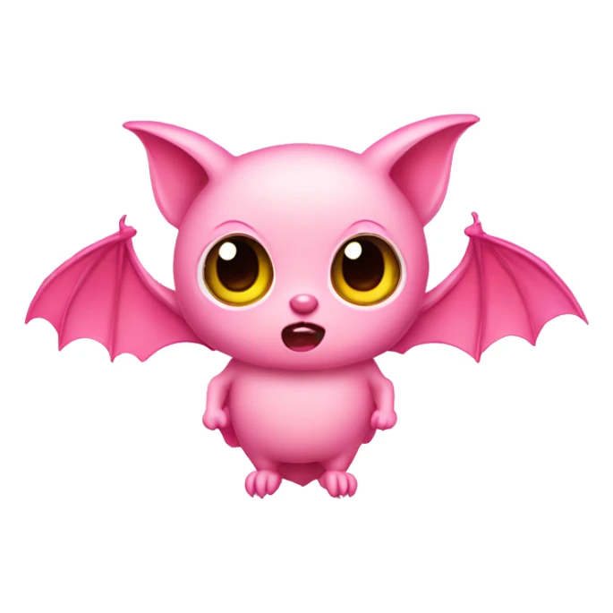 pink bat cute with strawberry big pink eyes  sticker