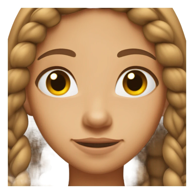 Tan girl with long braid, middle part, hair tucked behind her ears and brown eyes  sticker