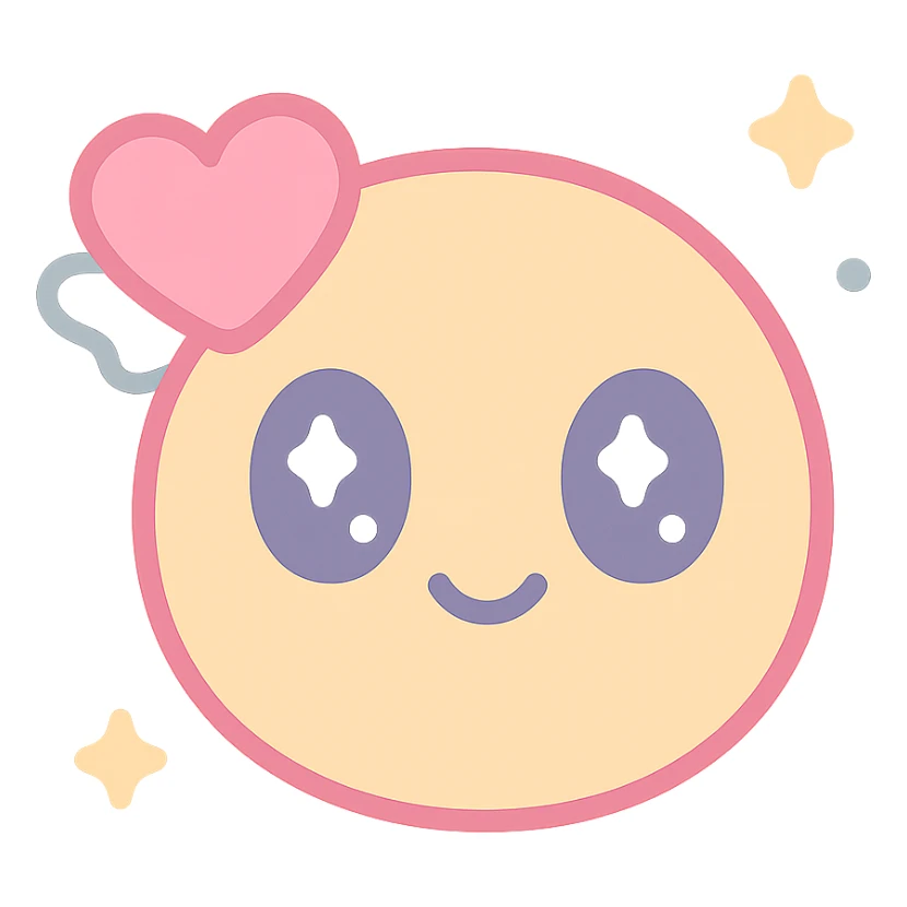 cute and rounded reinterpretation of fantrie.com logo emoji, emphasizing bright and friendly feeling sticker