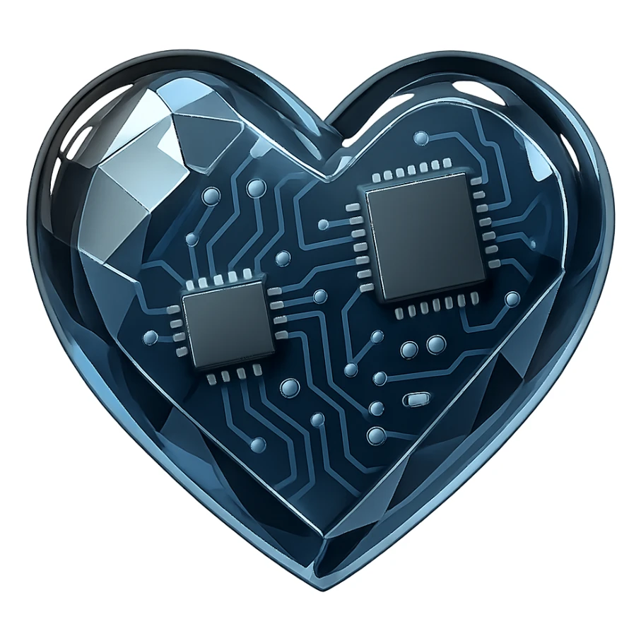 Make the heart-shaped diamond cut black with a glossy effect, keep the style and transparent background. sticker