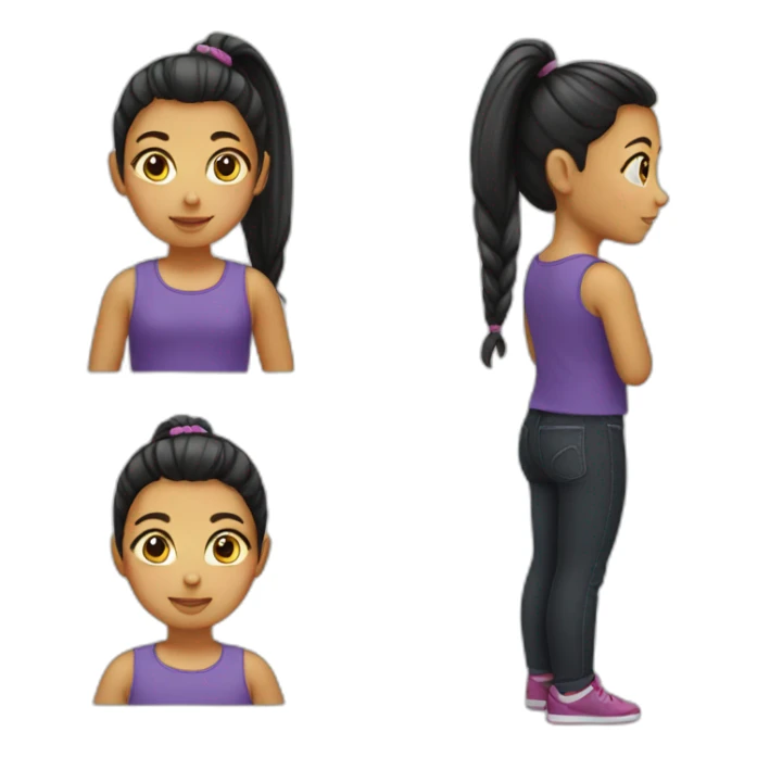 little girl with a ponytail sticker