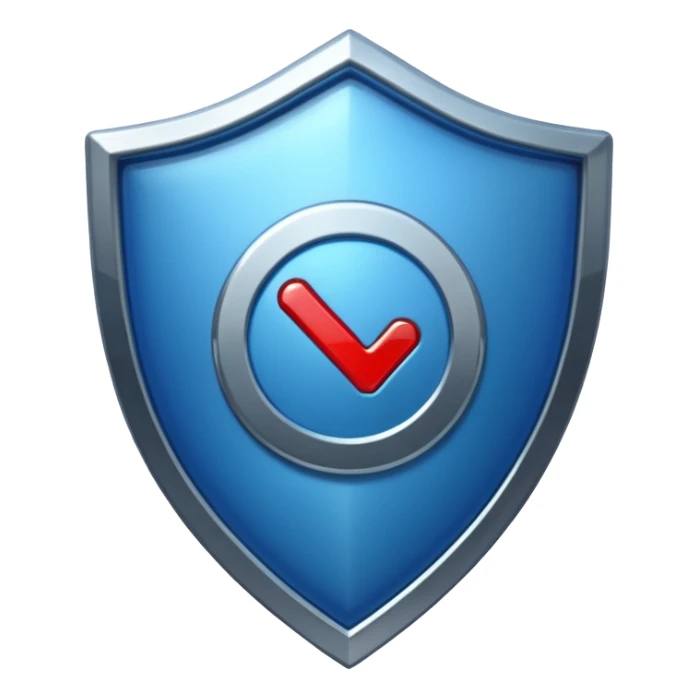 shield with a tick mark in the center all in blue-ish color sticker