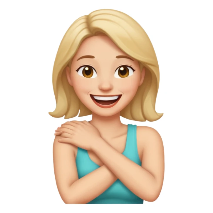 arms crossed holding neck laughing women sticker