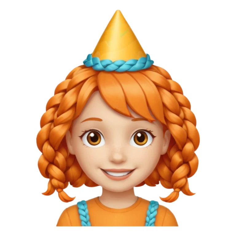 party hatted orange braided haired girl sticker