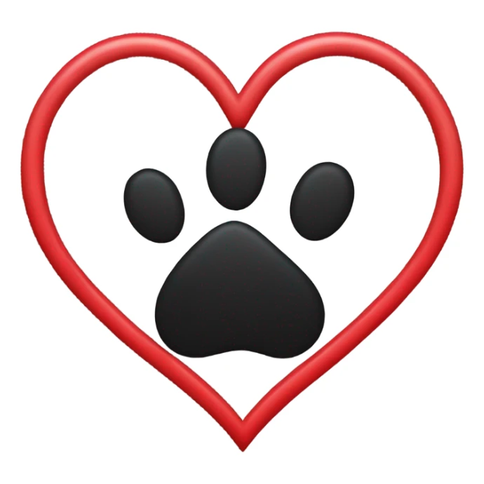 black paw in red heart sticker