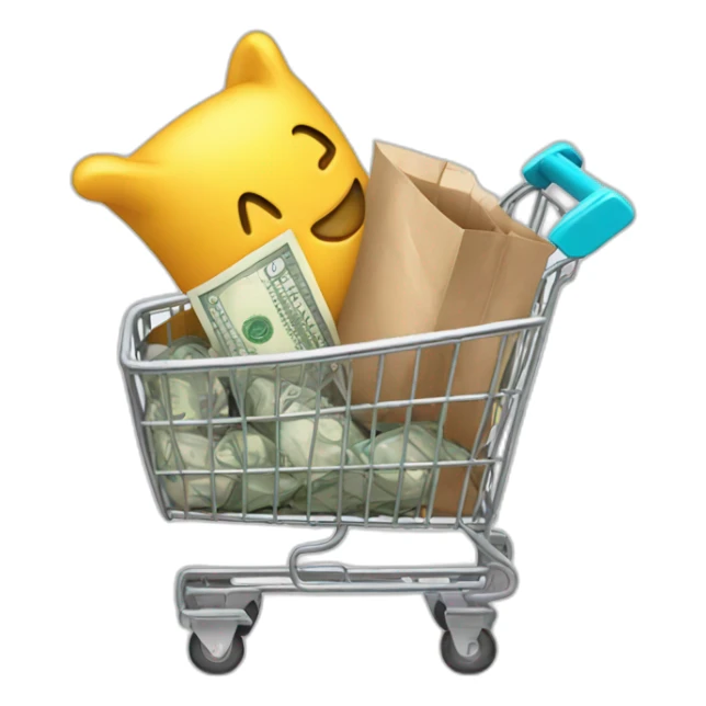 shopping kart with a money bag sticker