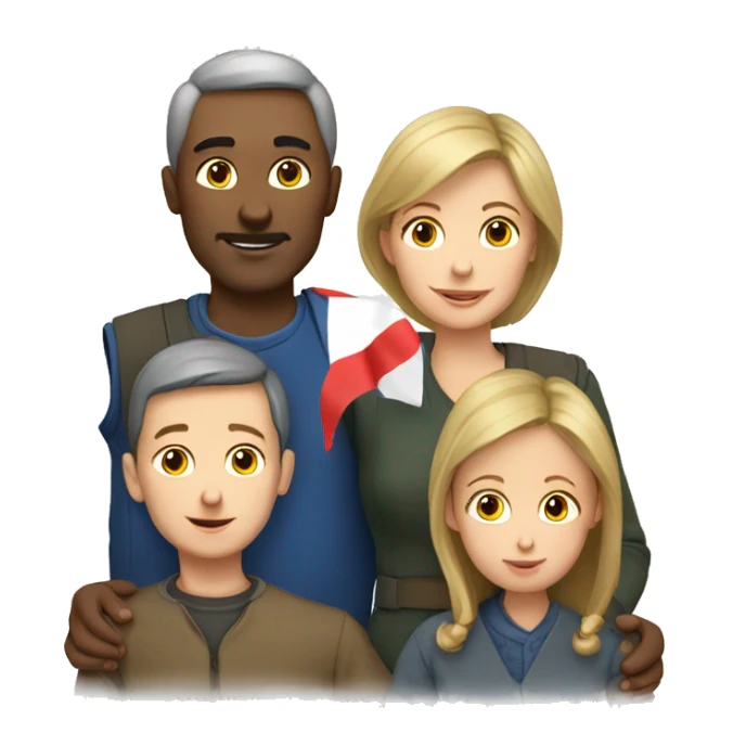 french-russian parents with two children sticker