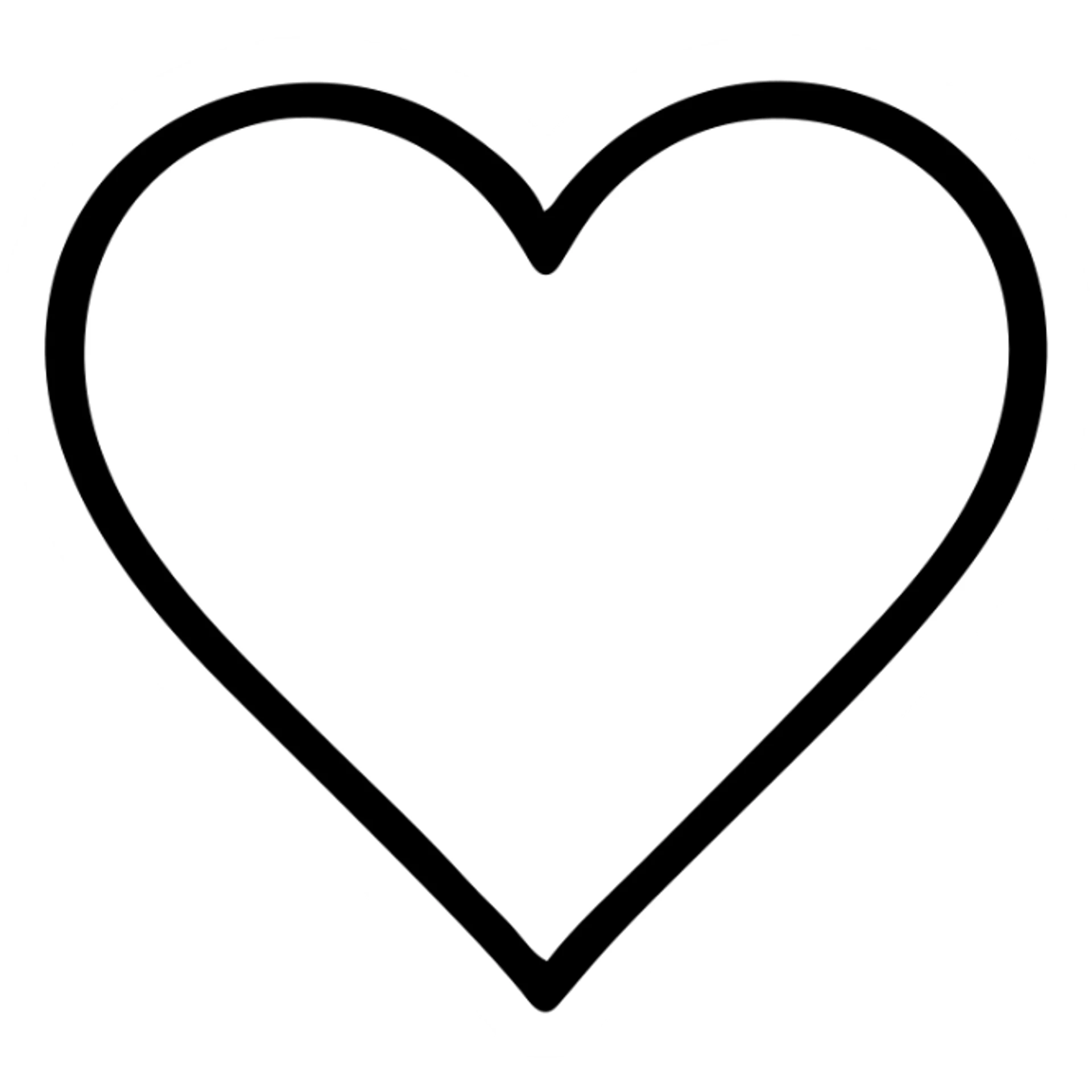 outlined black heart icon, no fill, bold black lines, modern, clean sticker