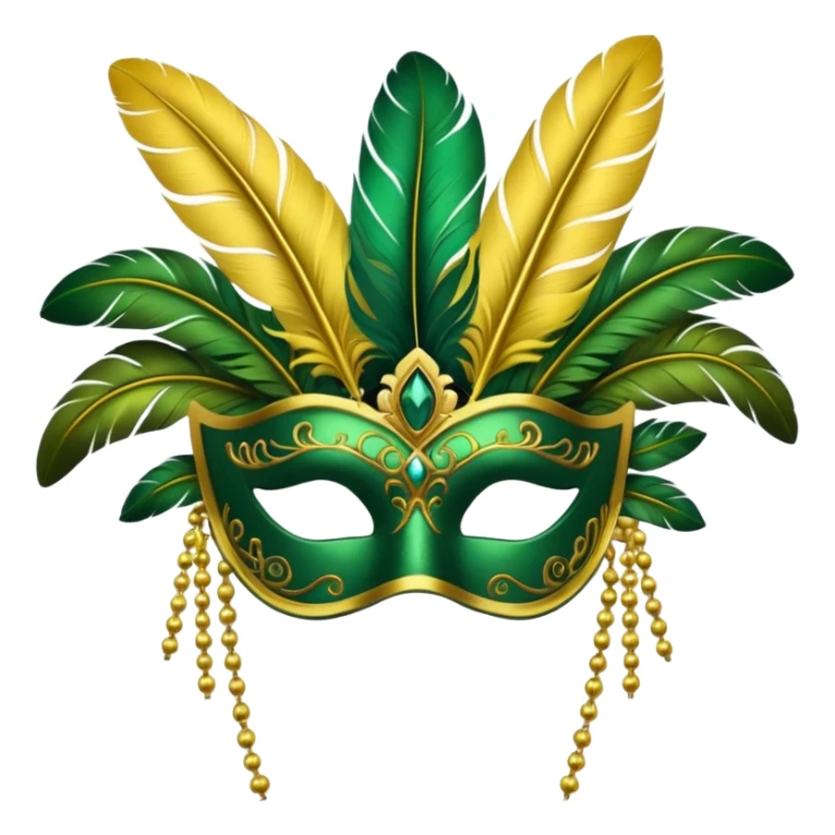 masquerade mask with yellow and green feathers sticker