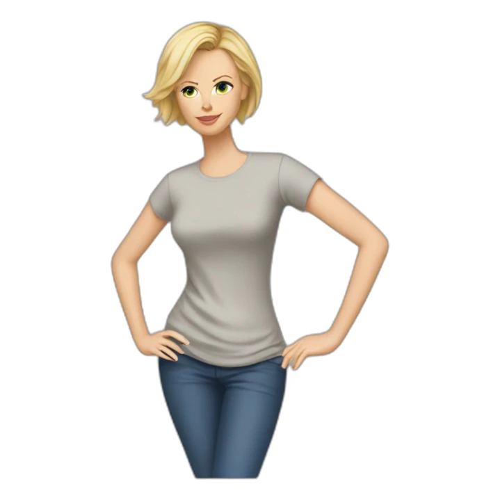 charlize theron wearing t-shirt sticker