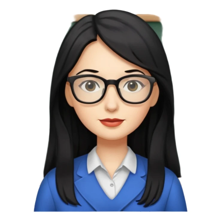 women teacher with black long hair sticker