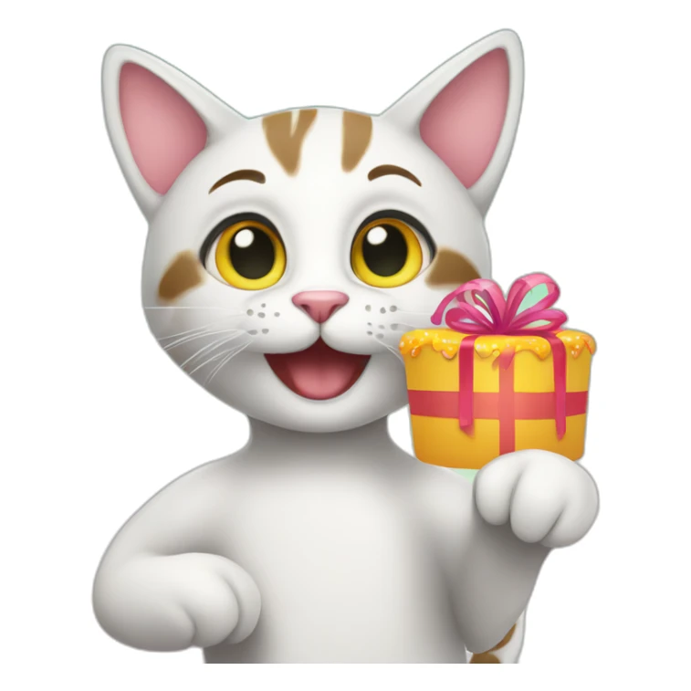 Cat holding up happy birthday sign “Priya” sticker