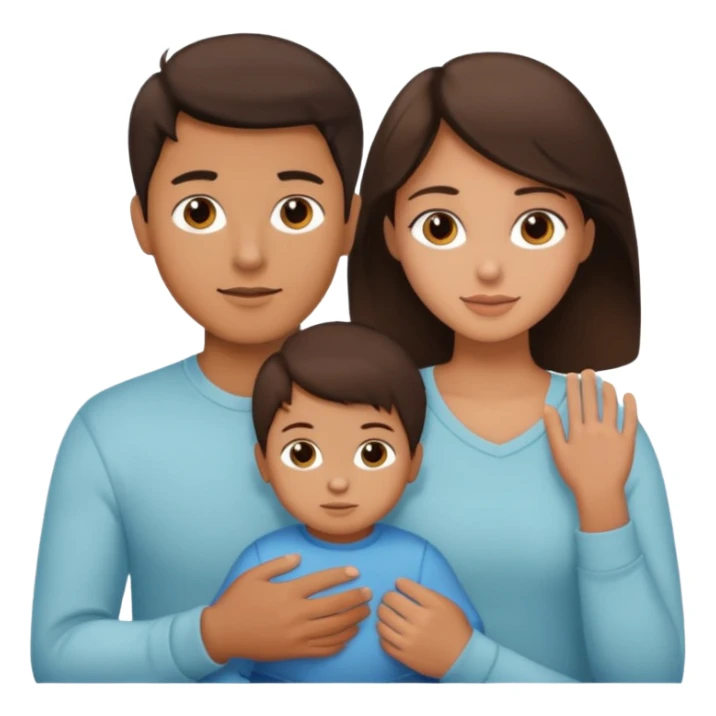 a brunette boy with his girlfriend and brunette 2 year old sticker