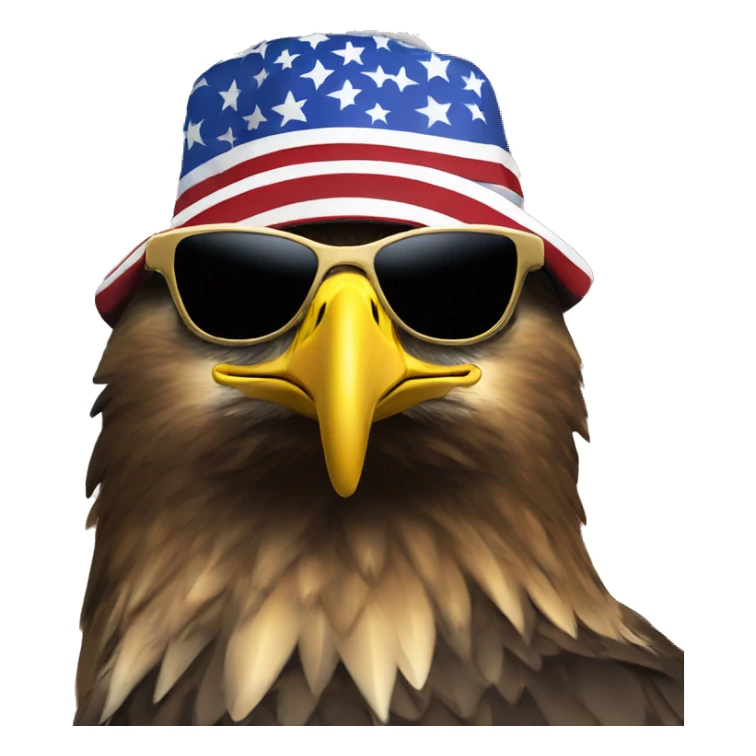 Golden Eagle with american flag  trucker hat and sunglasses sticker