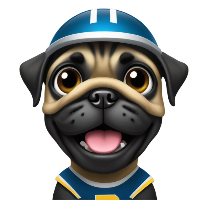 Black pug in a football uniform sticker