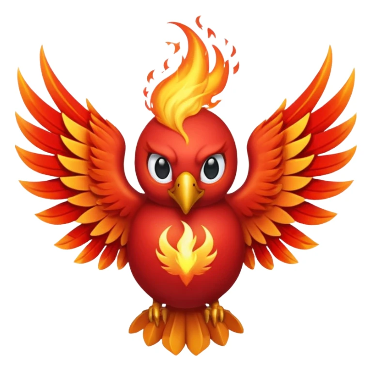 Phoenix force from marvel in a shape of flame bird face to screen with spread wings sticker