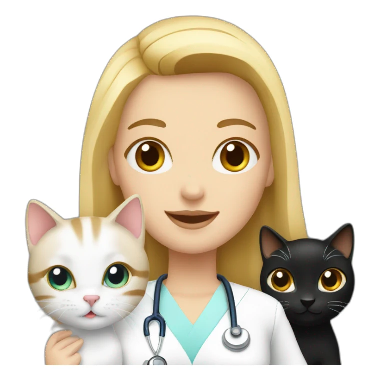 Nurse Blond white girl with 2 cats  one brown and one black sticker