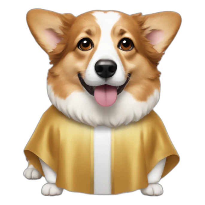 Corgi in a jesus wig and Jesus costume sticker