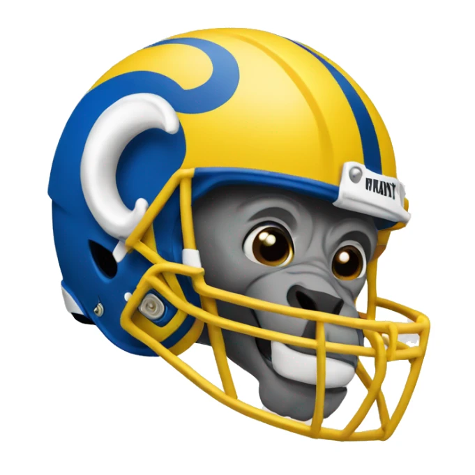 Ram wearing a blue and yellow football helmet  sticker