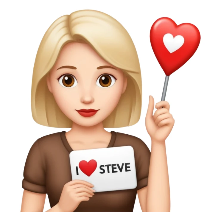 Lady with an I love Steve sign  sticker