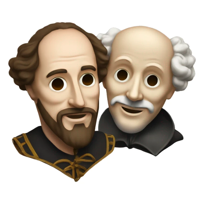Shakespeare holds two masks in his hands - comedy and tragedy sticker