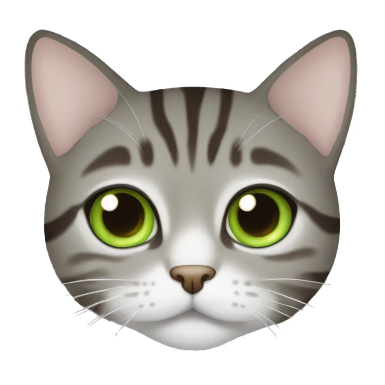 Grey with brown Tabby cat with green eyes sticker