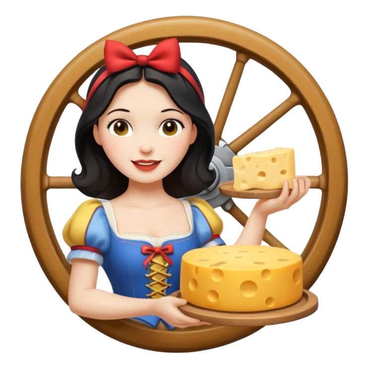 happy Snow White holding cheese sticker