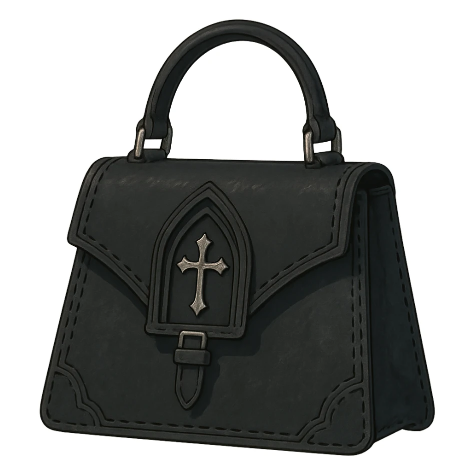 Back white gothic purse without background sticker