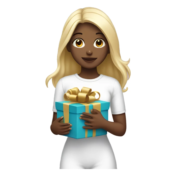white scene girl holding gifts in her hands sticker