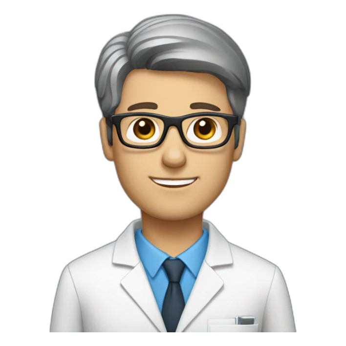 male radiologist with square glasses and brown hair sticker