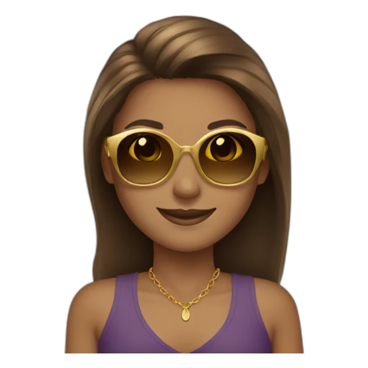 Brown hair girl with gold sunglasses smiling sticker