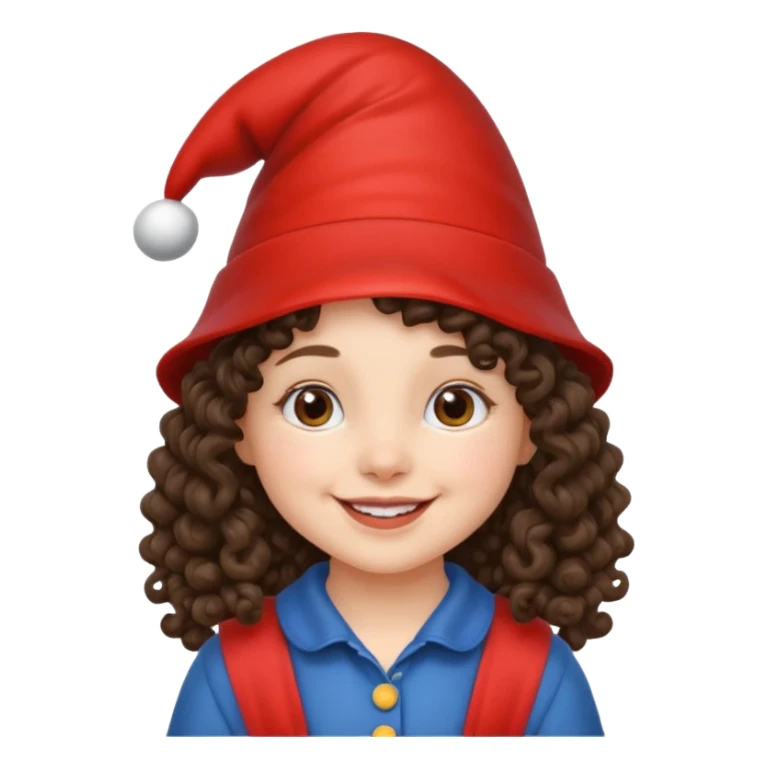 brunette little curly girl garden gnome sticker