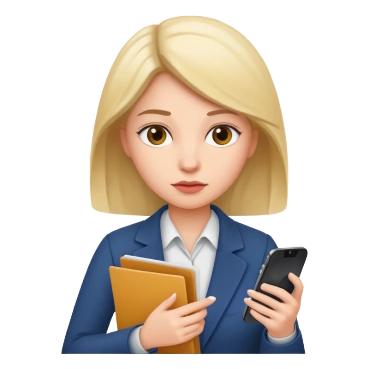 same woman but leaving documents to phone sticker