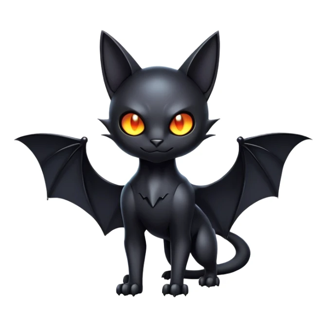 Futuristic black bat-cat-Fakémon-hybrid-creature (full body) sticker